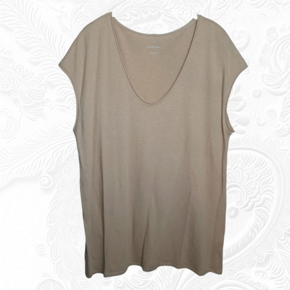 Everlane Loose Fitting Sleeveless Tan Hemp/Organic Cotton Muscle T-Shirt - Picture 2 of 3